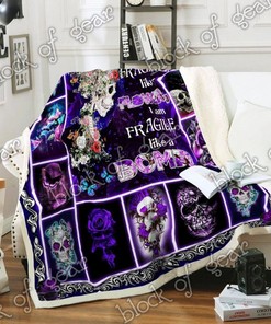 Skull Girl Fleece Blanket Quilted Bedding Set - For Rock and Goth Lovers