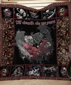 Skull Till Death Do Us Part Quilted Bedding Set - For Rock and Gothic Lovers