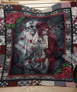 Skull and Rose Couple Quilted Bedding Set - Perfect for Couples