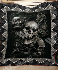 Skull and Silver Cross Quilted Bedding Set - For a Gothic Look