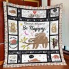 Sloth Don't Hurry Be Happy Quilt Blanket with Inspirational Quote and Comfortable Material