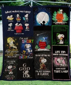 Snoopy Quotes Quilt Blanket with Inspirational Words - For Your Bed