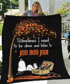 Snoopy and Jon Bon Jovi Quilt Blanket - For Music Lovers Only