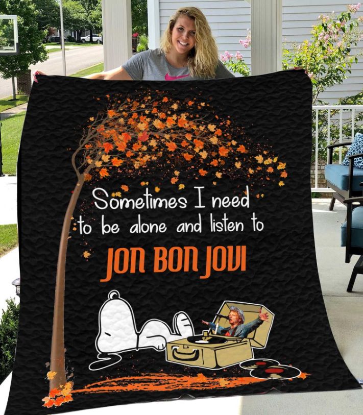 Snoopy and Jon Bon Jovi Quilt Blanket - For Music Lovers Only