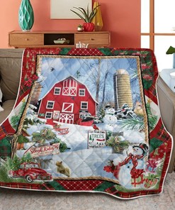 Snowy Day of the Farm Quilt Blanket for Christmas Gift - Cozy and Cute