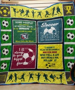 Soccer Mom Quilt Blanket with Sporty Theme