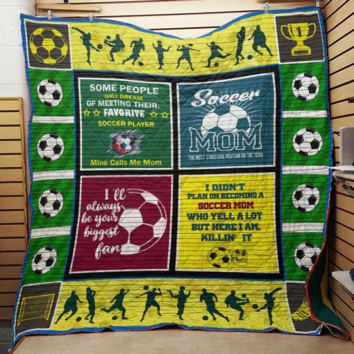 Soccer Mom Quilt Blanket with Sporty Theme