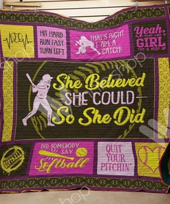 Softball Girl She Believed She Could So She Did Quilt Bedding Set