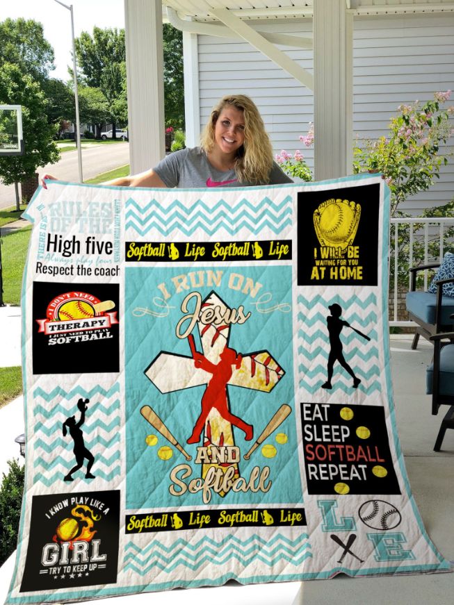 Softball Home Run Personalized Quilt Bedding Set