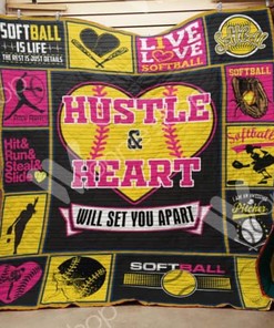 Softball Hustle And Heart Quilt Bedding Set
