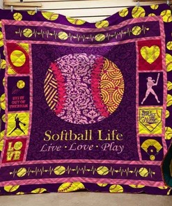 Softball Life Live Love Play Quilt Bedding Set