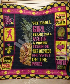 Softball Pineapple Stand Tall Wear A Crown Quilt Bedding Set
