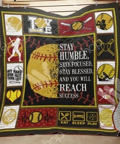 Softball Stay Humble, Stay Focused Bedding Set