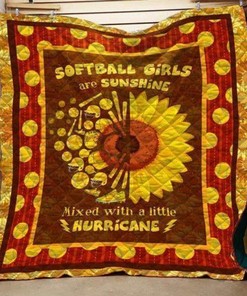 Softball Sunflower Quilted Bedding Set, Perfect Gift For Sports Fans