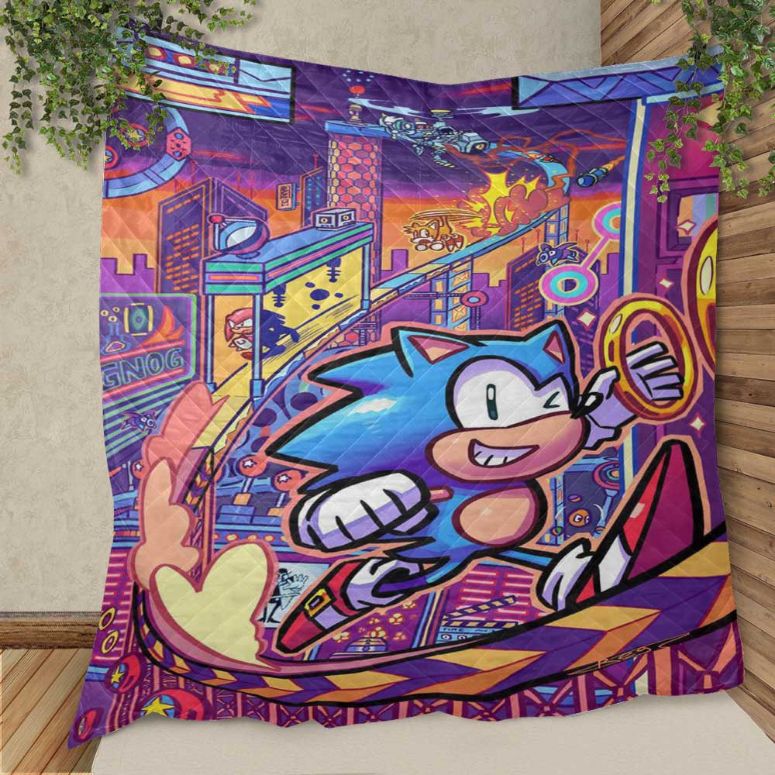 Sonic Mania Studio Zone Funny Movies Christmas Gifts Lover Quilt Blanket