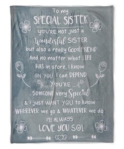 Special Sister Fleece Blanket with Heartfelt Quotes for Family