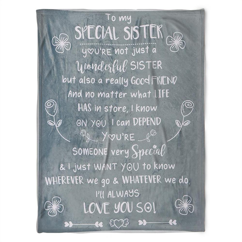 Special Sister Fleece Blanket with Heartfelt Quotes for Family
