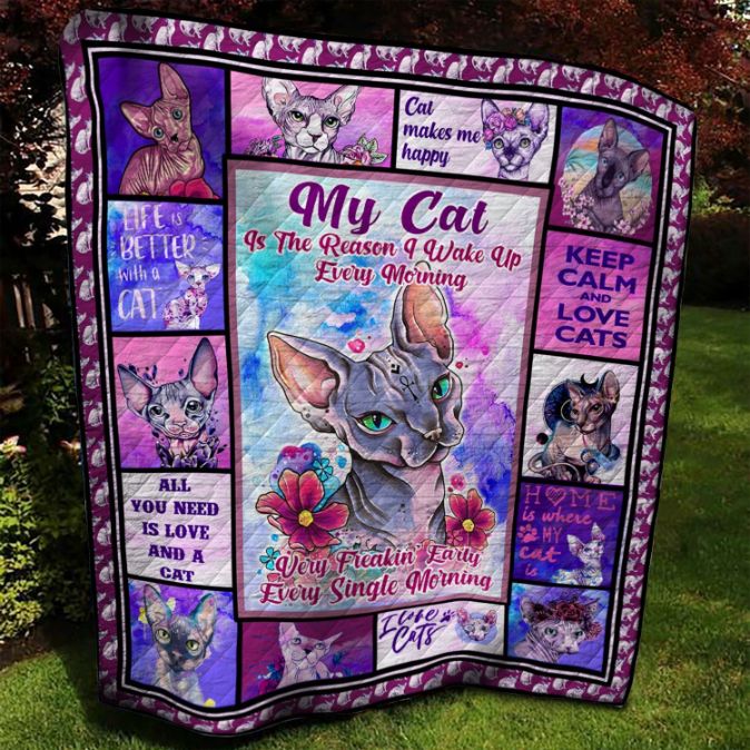 Sphynx Cat Life Is Better With A Cat Quilt Blanket - Great Quilt Bedding Set for Fans of Sphynx Cats and Cat Lovers
