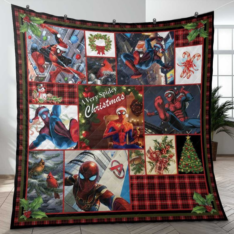 Spiderman Christmas Quilt, Spiderman Christmas Gift with Bed Set Twin