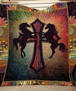 Spiritual Cross Horse Quilt Bedding Set