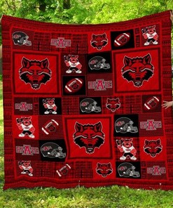 Sport Ncaa Arkansas State Red Wolves Quilt Bedding Set with Combined Quilt Blanket