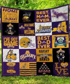 Sports Ncaa Albany Great Danes Collection Quilt Bedding Set with Soft Quilt Blanket for Fans