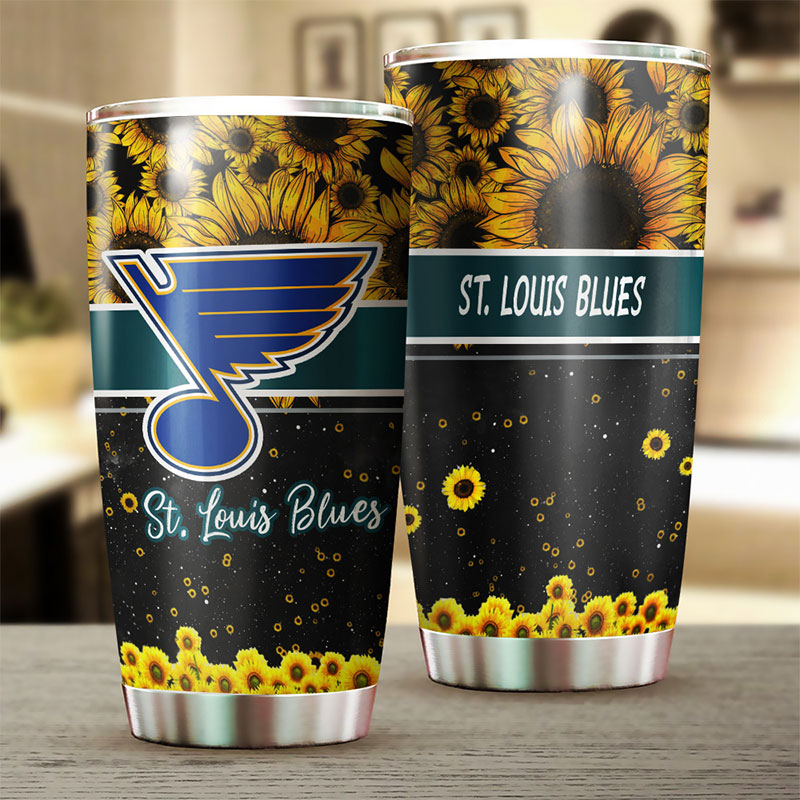 St. Louis Blues NHL Tumbler with Beautiful Sunflower Design - Personalized Drinkware for Fans - Image 2