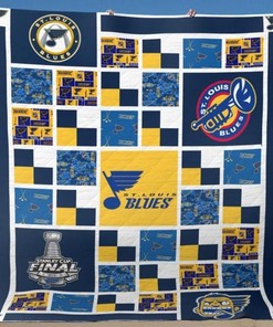 St. Louis Blues Quilt Blanket with Hockey Team Logo and Colors