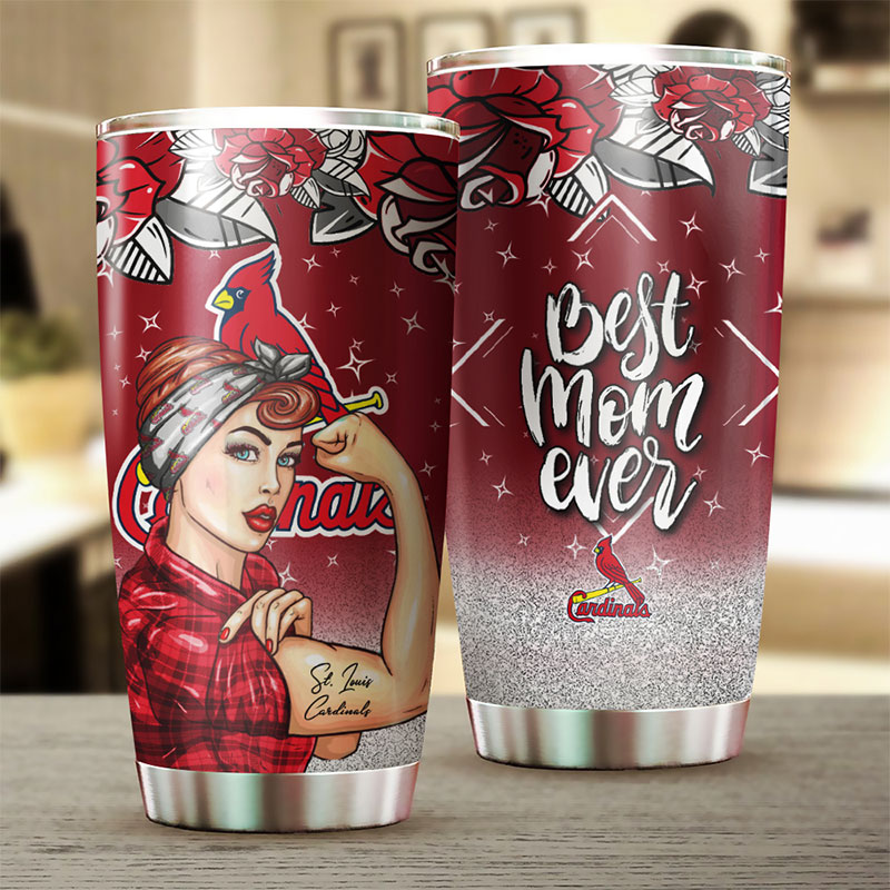 St. Louis Cardinals MLB Tumbler - Strong Best Mom Ever Personalized Gift for Baseball-loving Moms