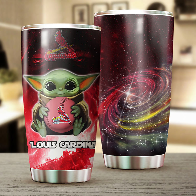 St. Louis Cardinals MLB Tumbler featuring Baby Yoda and personalized design - Image 2