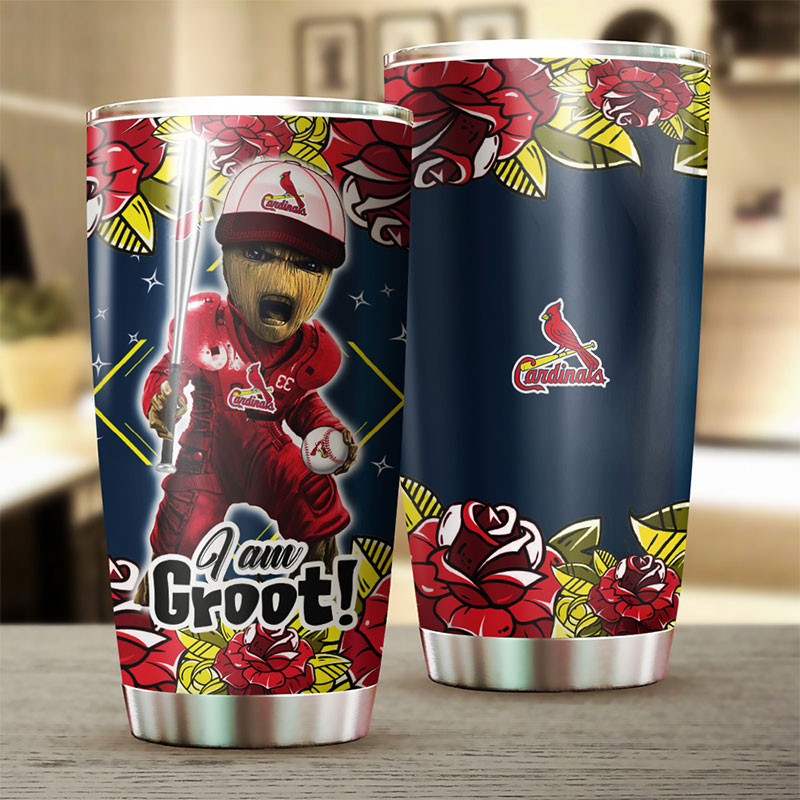 St. Louis Cardinals MLB Tumbler with I Am Groot Graphics - Image 2