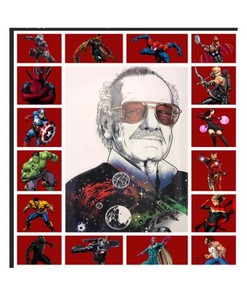 Stan Lee With Superheroes Art Quilt Blanket - Vintage Gifts for Comic Book Lovers