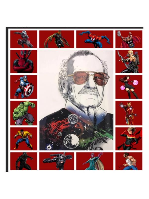 Stan Lee With Superheroes Art Quilt Blanket - Vintage Gifts for Comic Book Lovers
