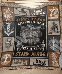 Stand Up Viking For What You Believ In Quilt Bedding Set for Norse Mythology Fans
