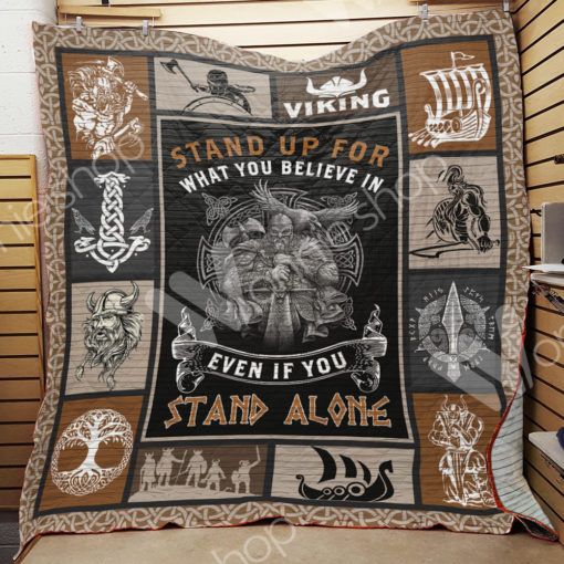 Stand Up Viking For What You Believ In Quilt Bedding Set for Norse Mythology Fans