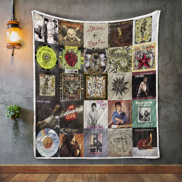 Steve Earle Album Covers Vintage Quilt Bedding Set for Boys