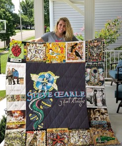 Steve Earle Albums Collection Quilt Bedding Set for Americana Music Fans