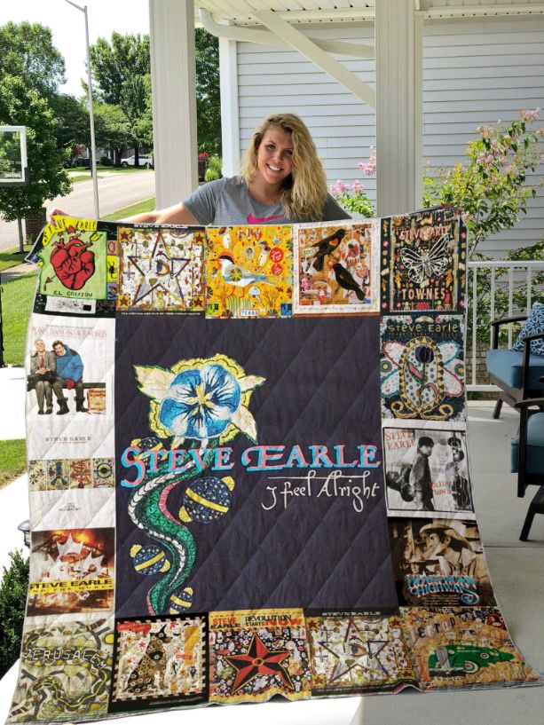 Steve Earle Albums Collection Quilt Bedding Set for Americana Music Fans