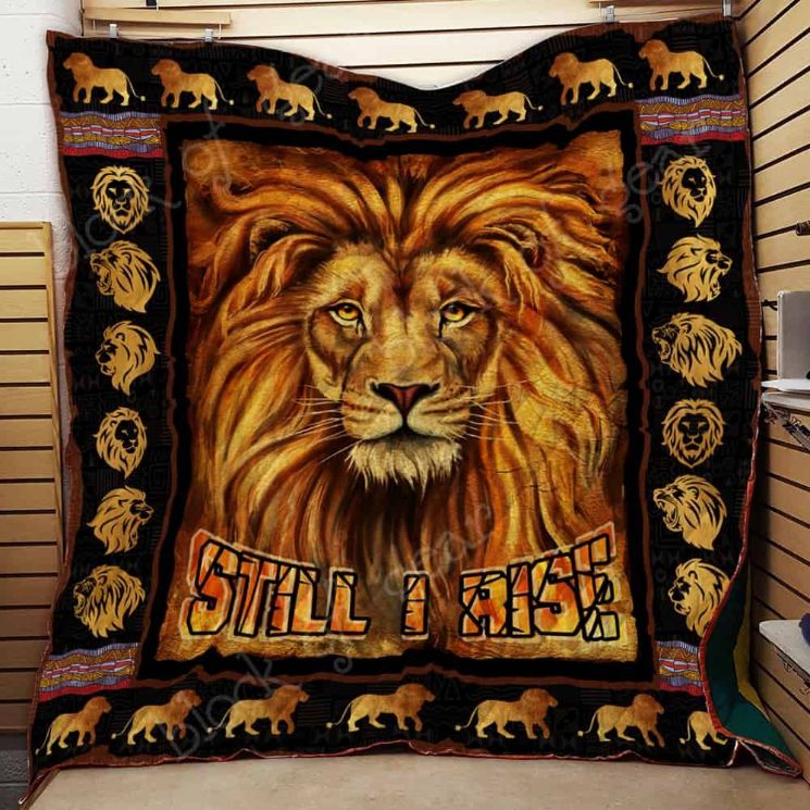 Still I Rise Lion Quilt Blanket - Inspiring Design with an Empowering Quote