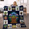 Stitch And Baby Yoda Cute Decor Home Stitch Lover Gift Quilt Fleece Blanket with Quotes, Cute Bed Set for Girls