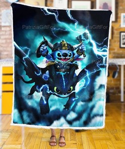 Stitch And Toothless Lover Cute Fleece Quilt Bedding Set - Adorable Addition To Any Room