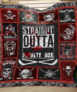 Straight Outta The Penalty Box Hockey Quilt Blanket - Hockey Fans Will Love this Quilt Bedding Set