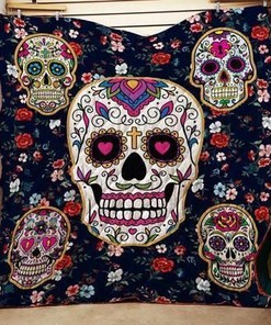 Sugar Skull Quilted Bedding Set - Perfect for a Festive Night