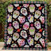 Sugar Skull With Flower Pattern Quilted Bedding Set - For Fans of Sweetness