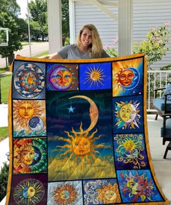 Sun and Moon Pattern Quilt Blanket - Great for Astrology Lovers
