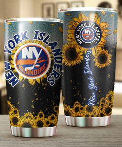 Sunflower Design New York Islanders NHL Tumbler - Ideal Beverage Container for Sports Enthusiasts