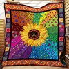 Sunflower Hippie Colorful Quilt Blanket, Perfect Gift For Sunflower Lover