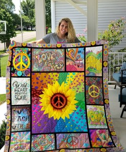 Sunflower Hippie Quilt With Good Vibes & Positive Energy