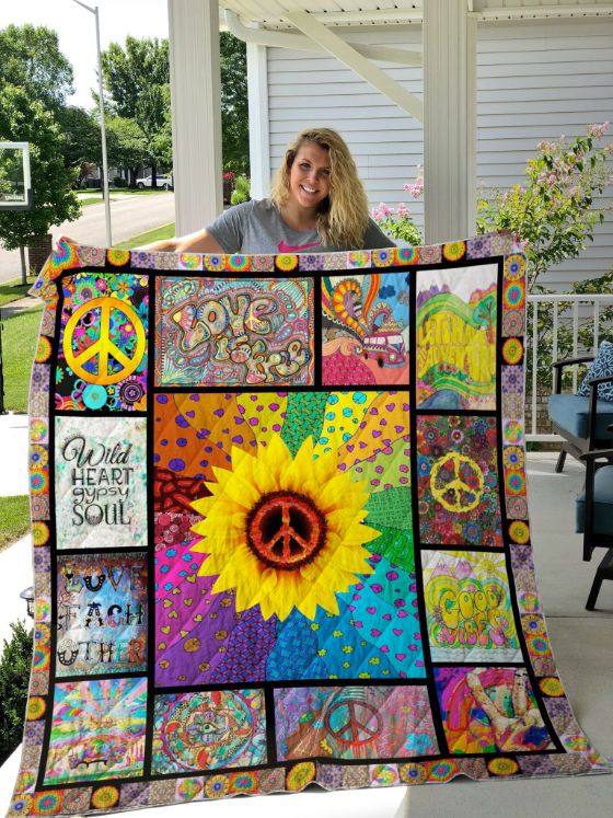 Sunflower Hippie Quilt With Good Vibes & Positive Energy
