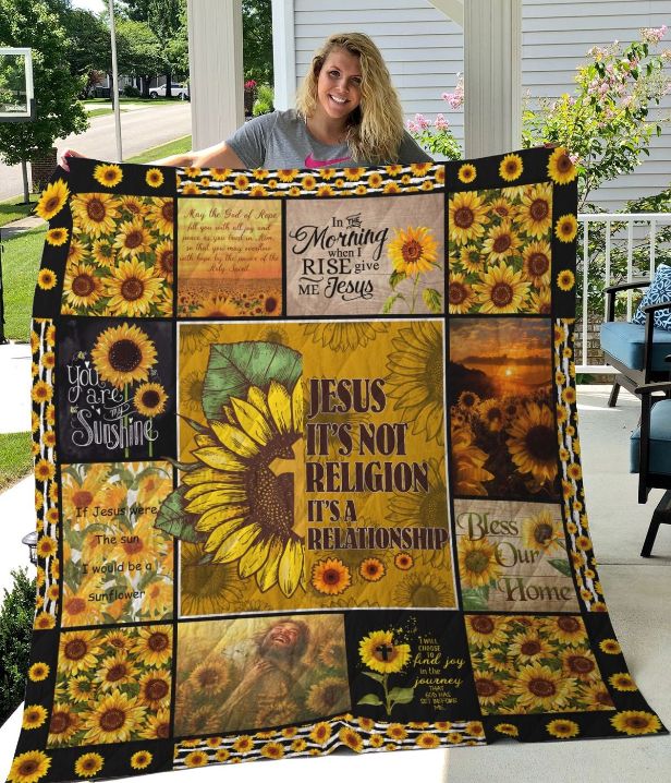 Sunflower Jesus Quilt Blanket To Show Your Love For God